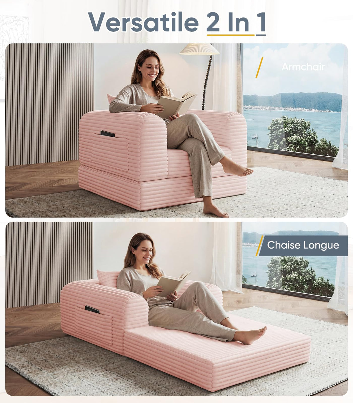 2 in 1 Convertible Sleeper Chair Folding Sofa Bed D883190