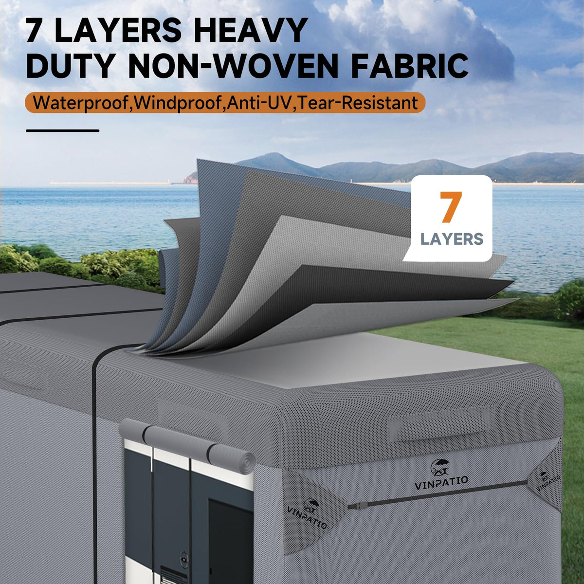 Class A RV Cover 7 Layers 34'-37' Windproof Waterproof A6382