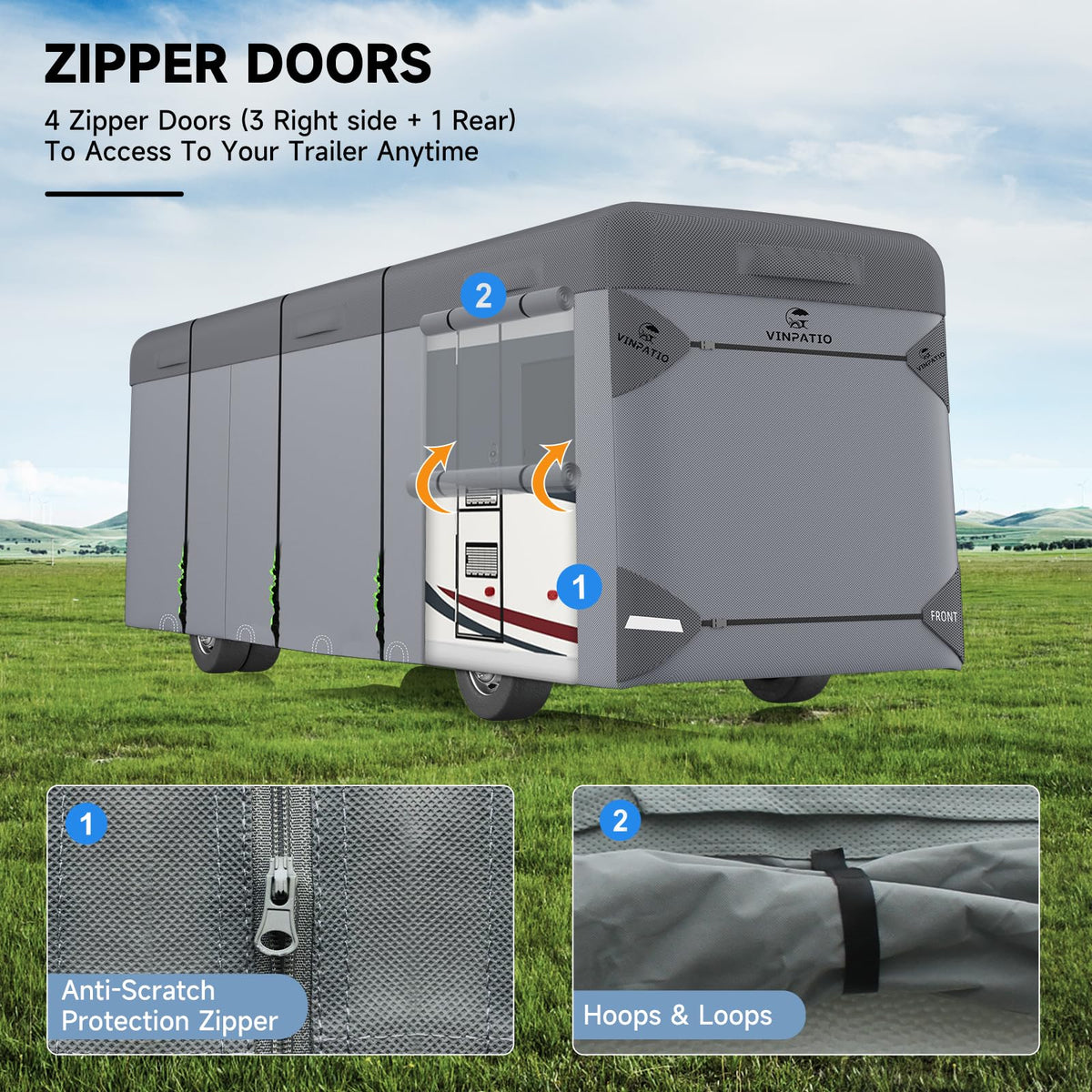 Class A RV Cover 7 Layers 34'-37' Windproof Waterproof A6382