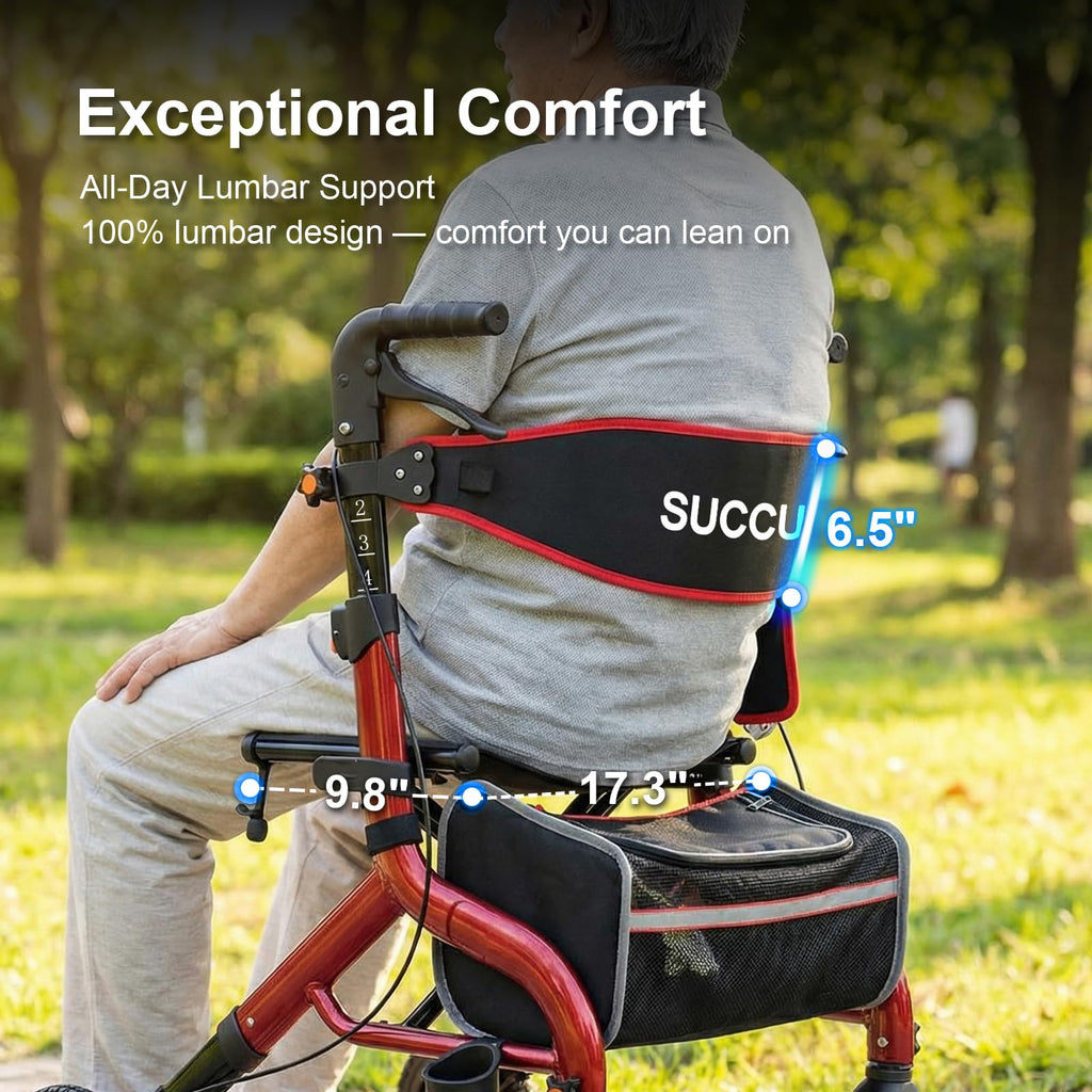 Red 8" All-Terrain Rollator Walker M58569