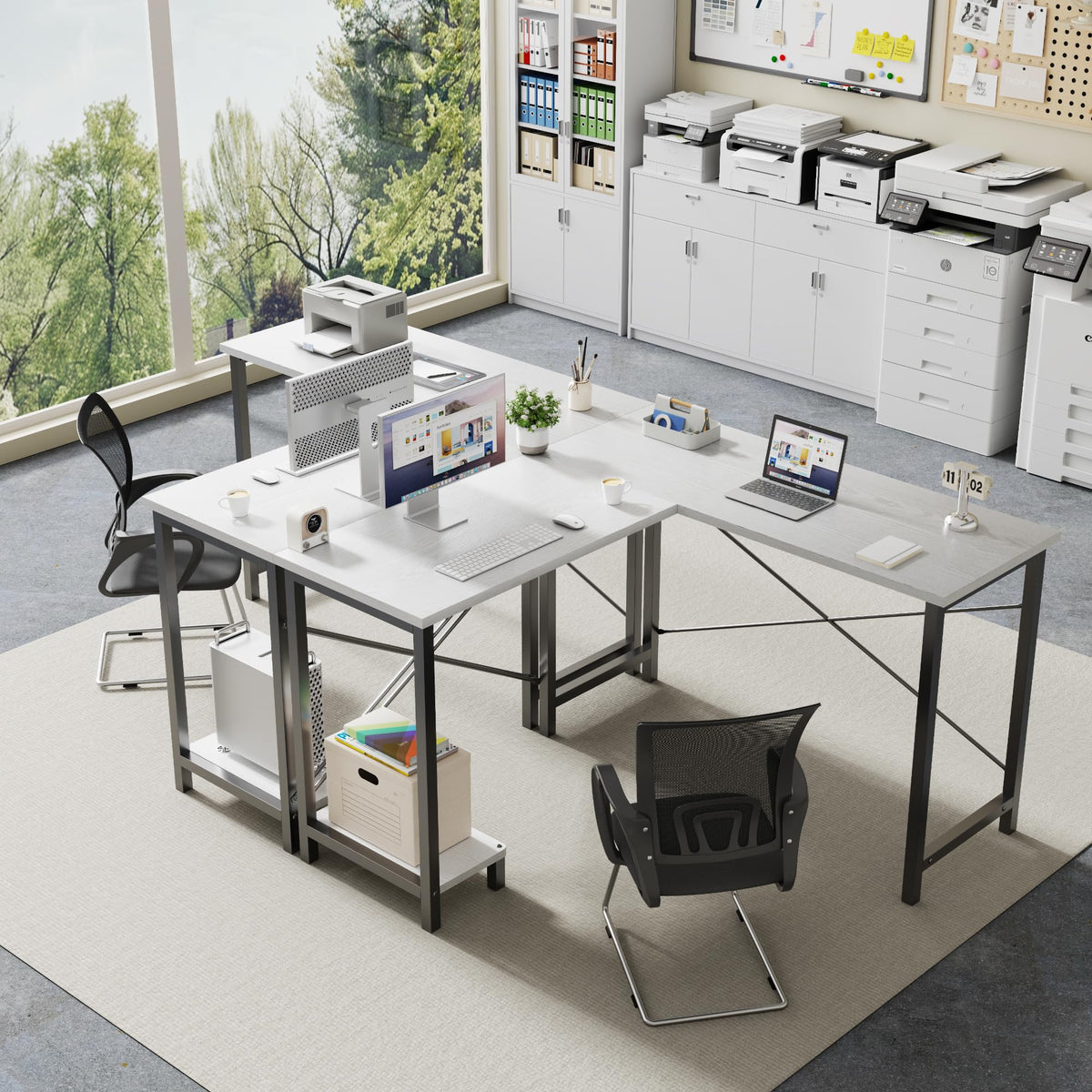 50-Inch Reversible L Shaped Desk with CPU Shelf H828141