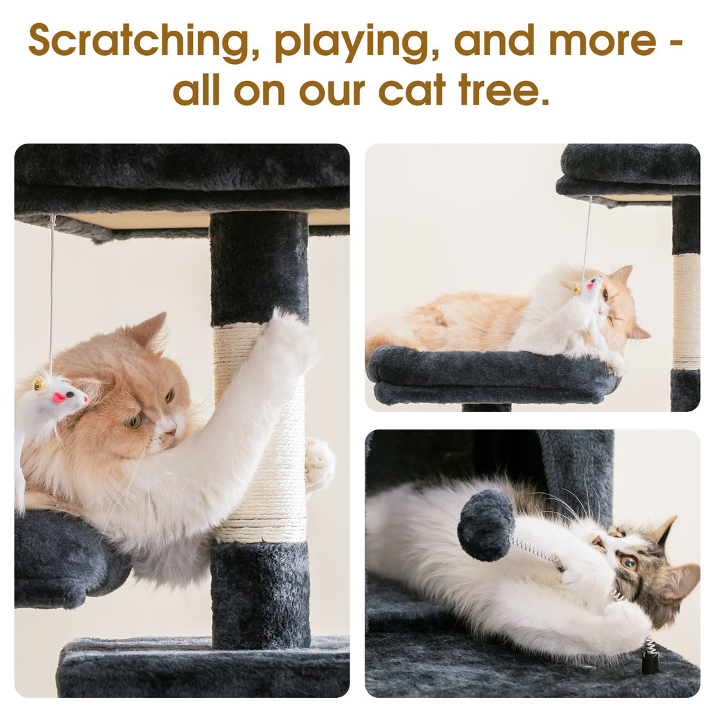 70.1-Inch Multi-Level Plush Cat Tree with Hammock E7024