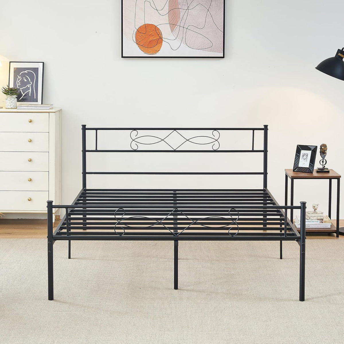 14" Full Size Metal Platform Bed Frame with Headboard X25810