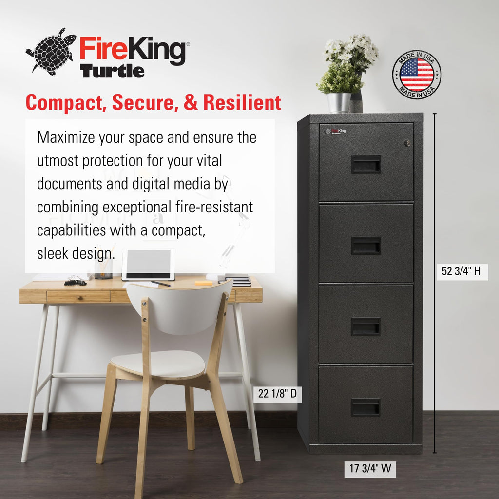 Black 4 Drawer Fire Rated File Cabinet J4292