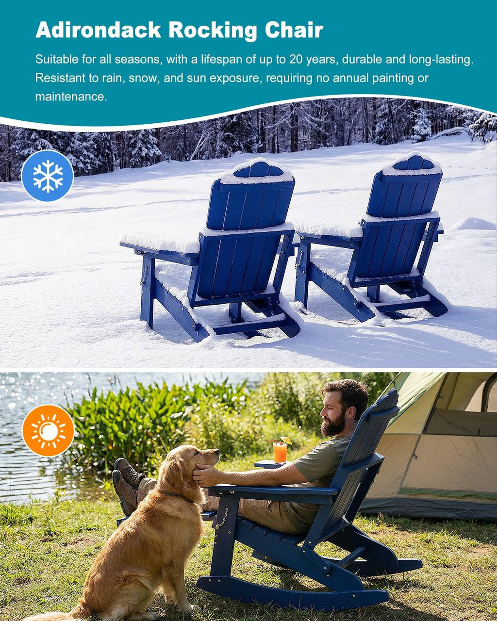 Folding Adirondack Rocking Chair with Ottoman K661456