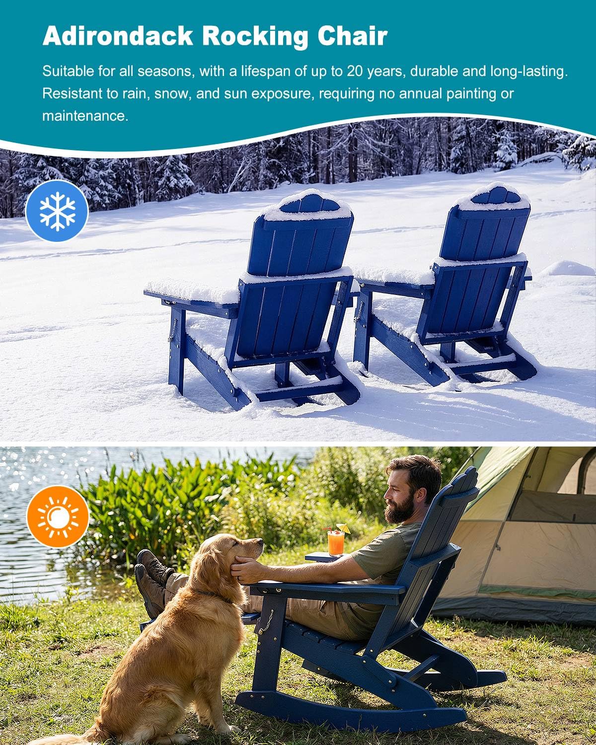 Folding Adirondack Rocking Chair with Ottoman K661456