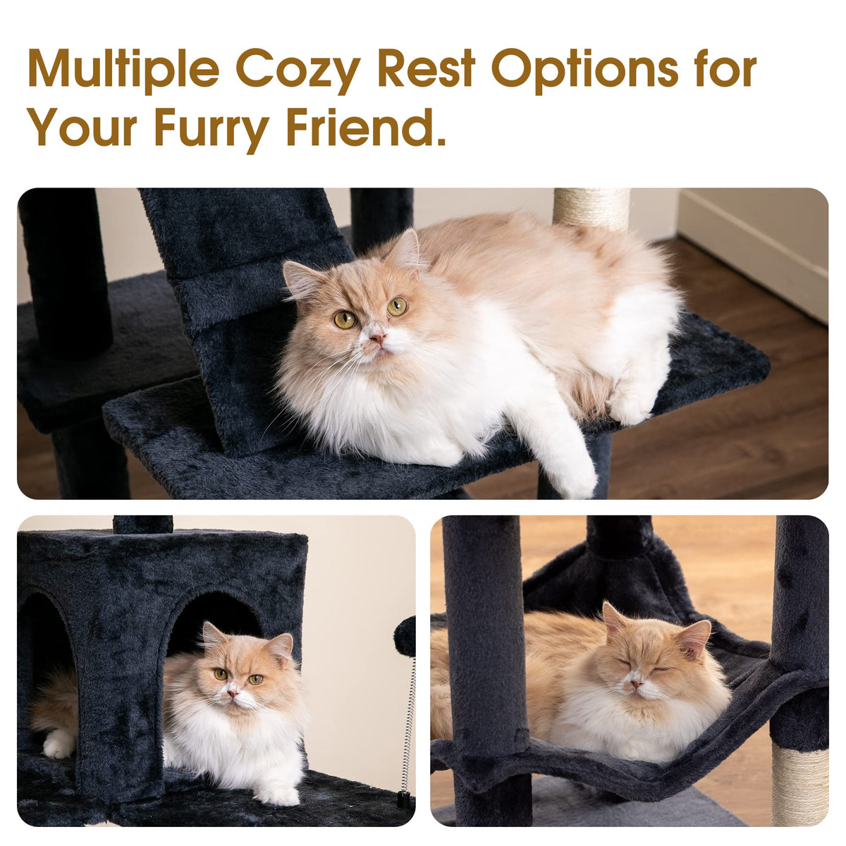 70.1-Inch Multi-Level Plush Cat Tree with Hammock E7024