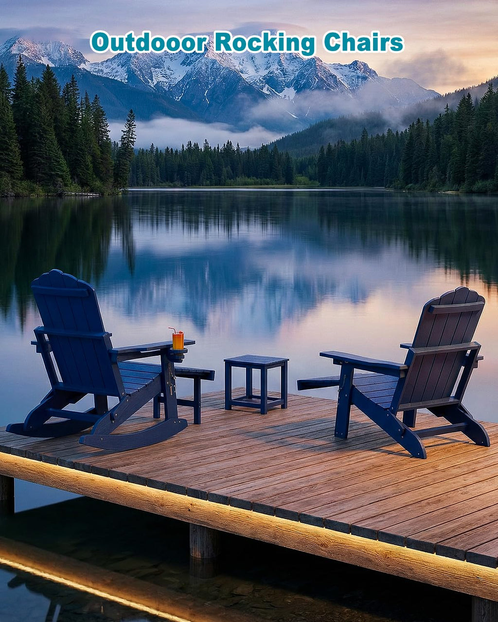 Folding Adirondack Rocking Chair with Ottoman K661456