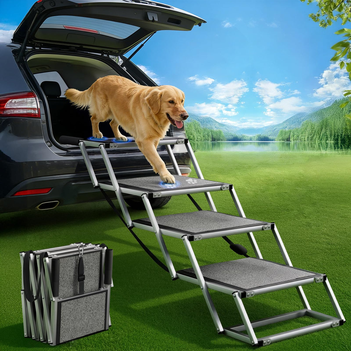 20'' Extra Wide 4-Step Aluminum Dog Stairs N424216
