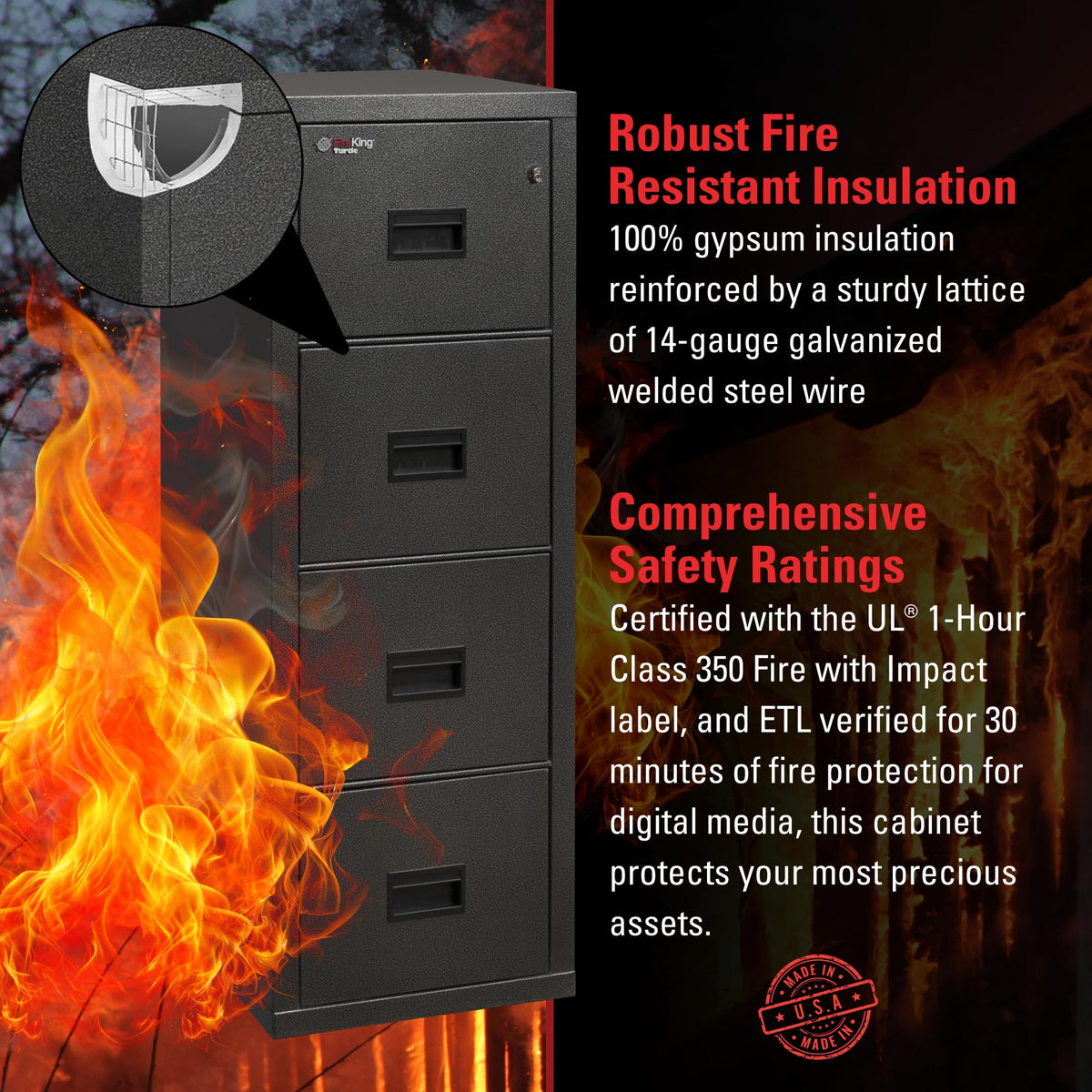 Black 4 Drawer Fire Rated File Cabinet J4292