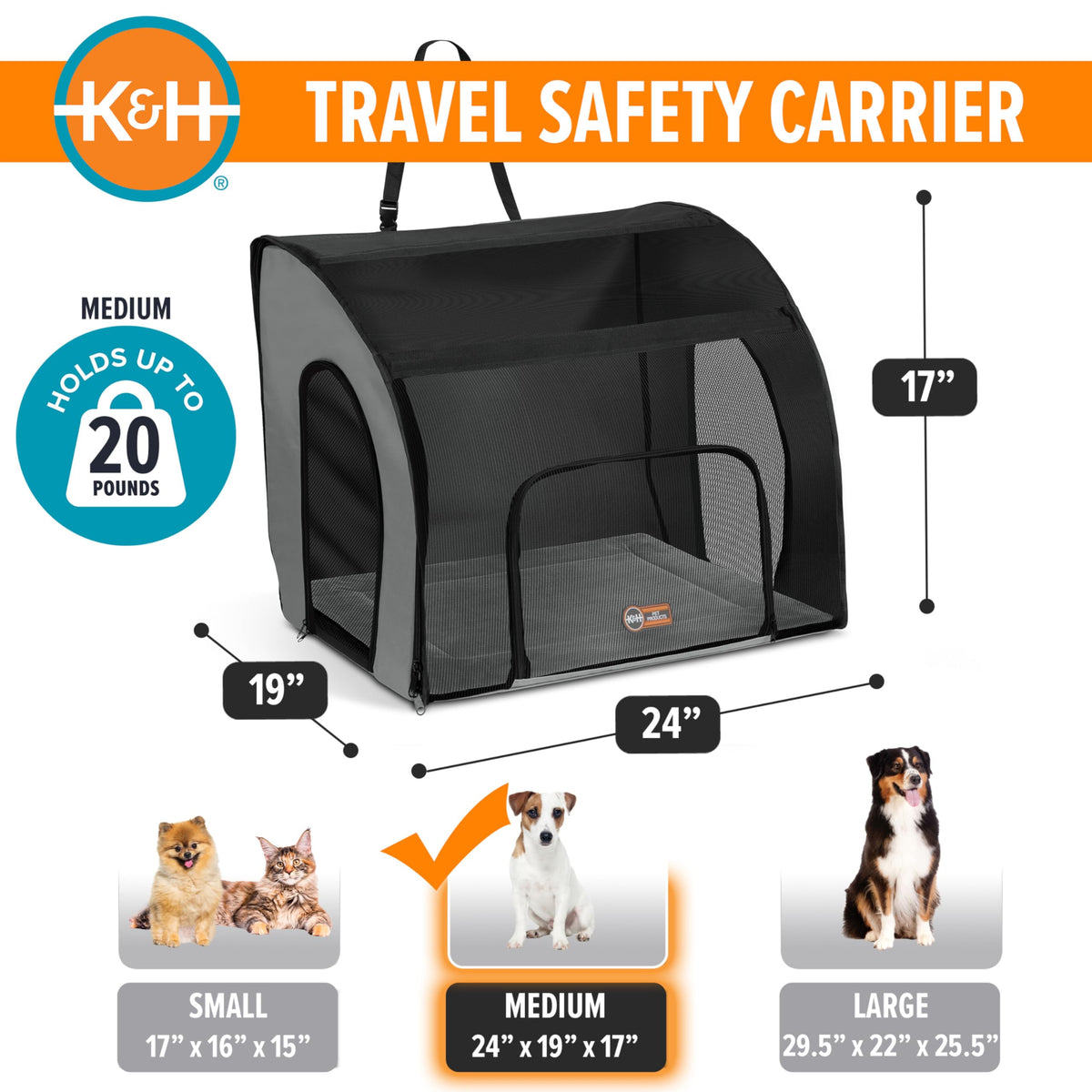 Dog Car Seat, Medium, Gray/Black M544278