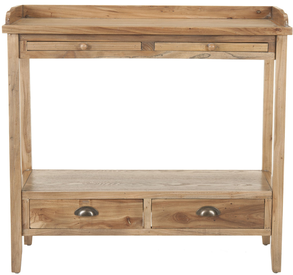 Weathered Oak Console Table with Drawers & Shelf L567