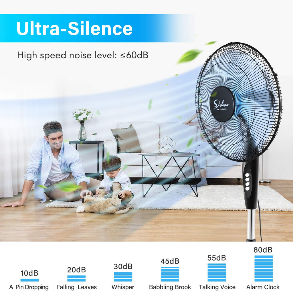 16″ 3 Speed Oscillating Pedestal Stand Fan, Black N873