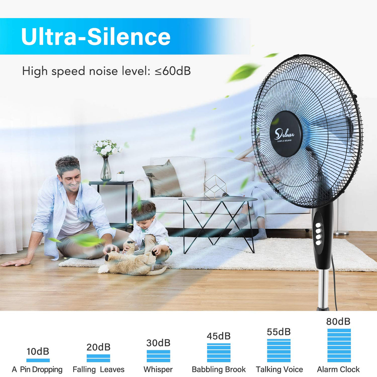16″ 3 Speed Oscillating Pedestal Stand Fan, Black N873