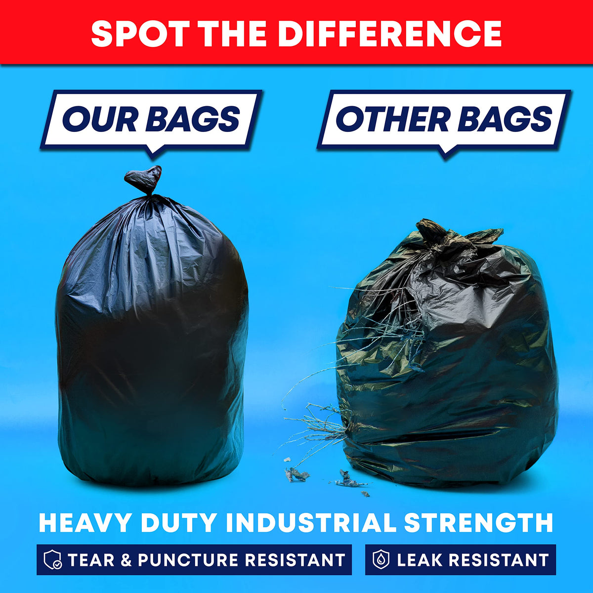 55 Gallon 3 Mil Heavy Duty Contractor Trash Bags F6764