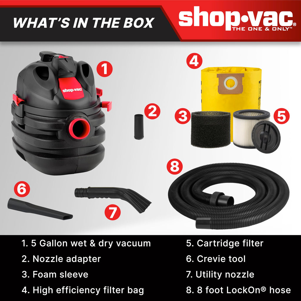 5 Gallon 6.0 Peak HP Portable Wet/Dry Vacuum Z720768