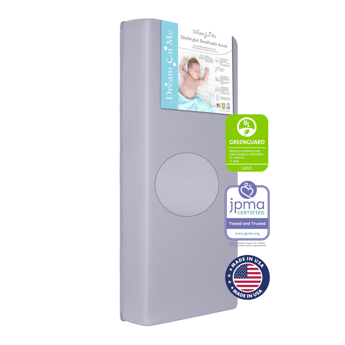 Periwinkle Crib and Toddler Mattress with 3D Mesh Cover J89033