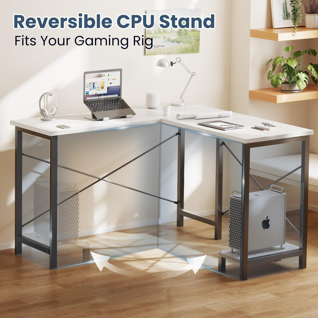50-Inch Reversible L Shaped Desk with CPU Shelf H828141