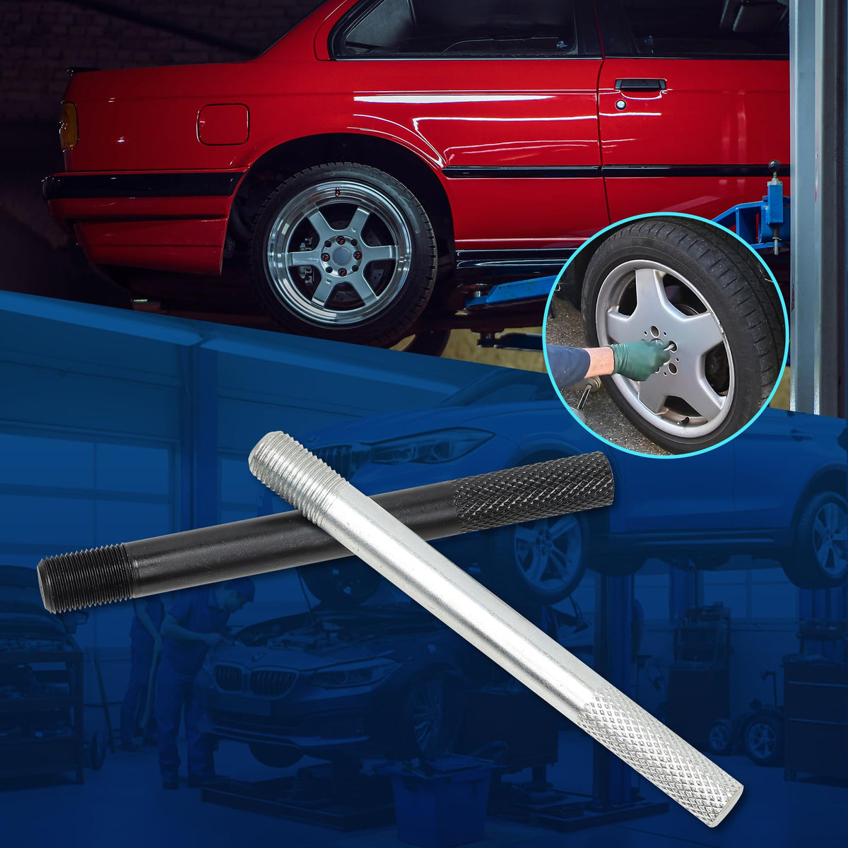 Steel Alloy Wheel Alignment Pin Tool M14x1.5/1.25 E3397