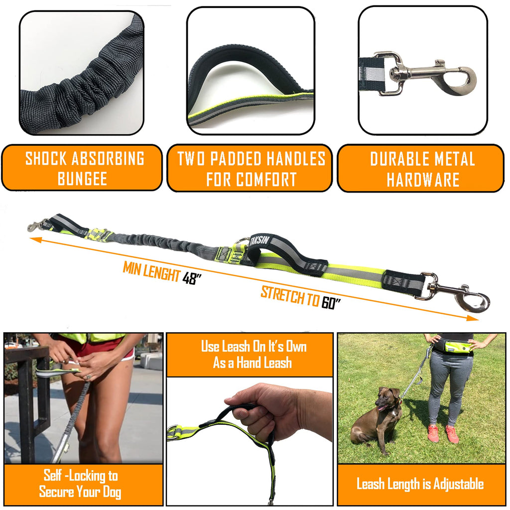 Hands Free Dog Leash with Reflective Bungee, Treat Holder, Poop Bag Dispenser S715487