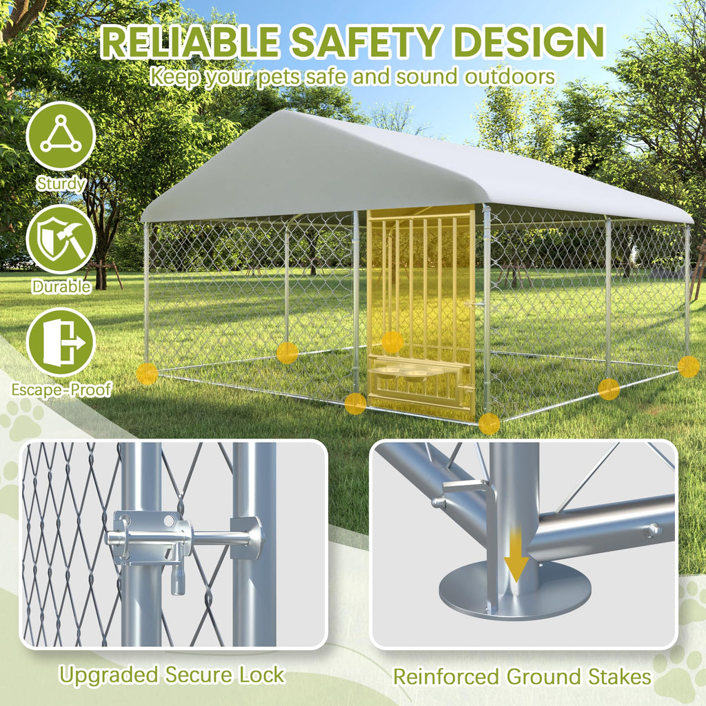 10FT x 10FT Outdoor Dog Kennel with Roof A4613