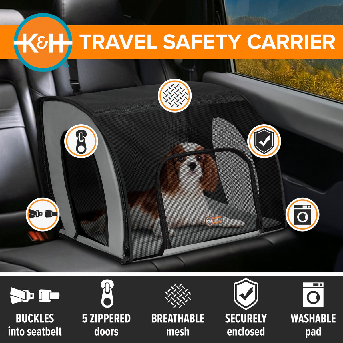 Dog Car Seat, Medium, Gray/Black M544278