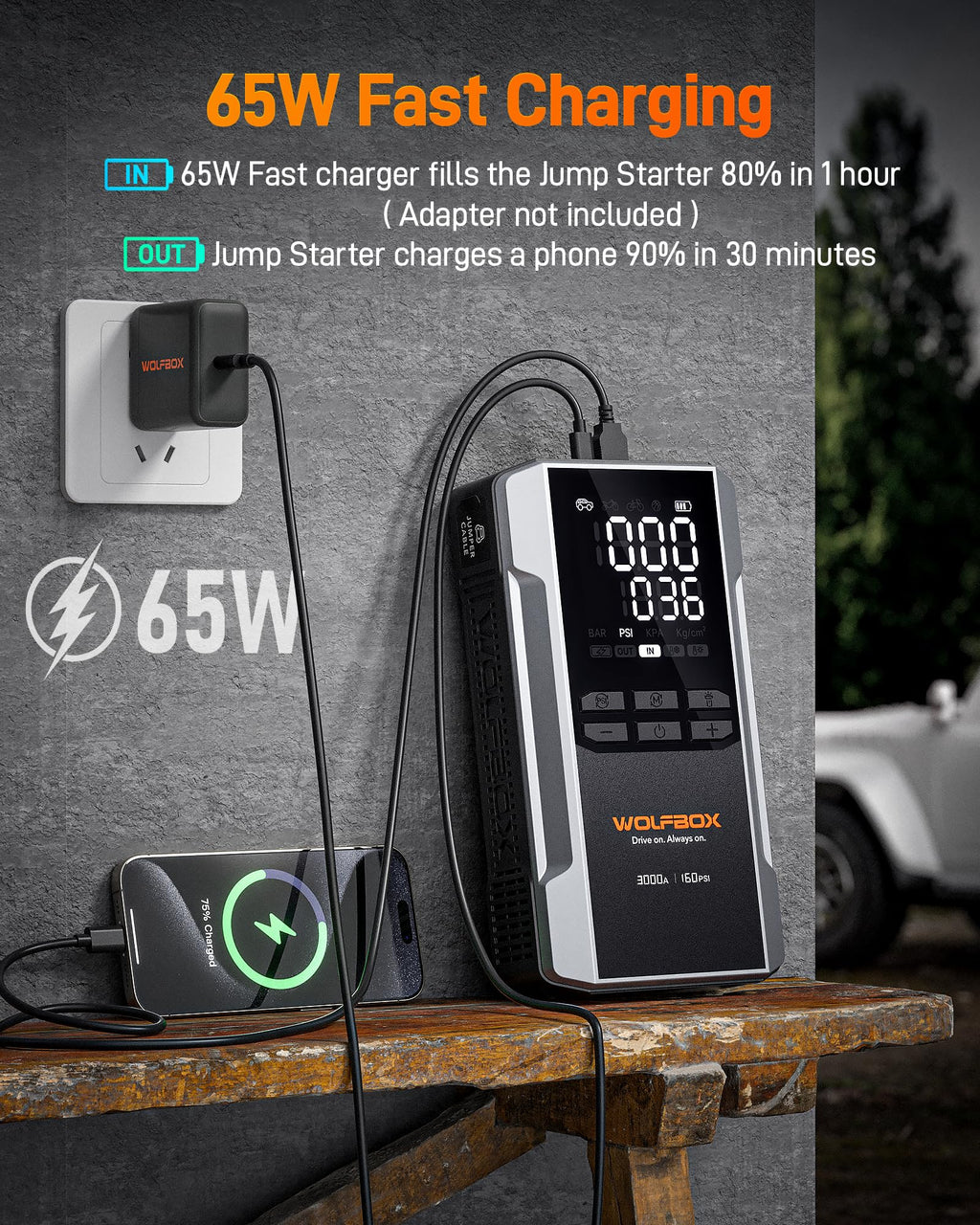 3000A Jump Starter with Air Compressor J34332