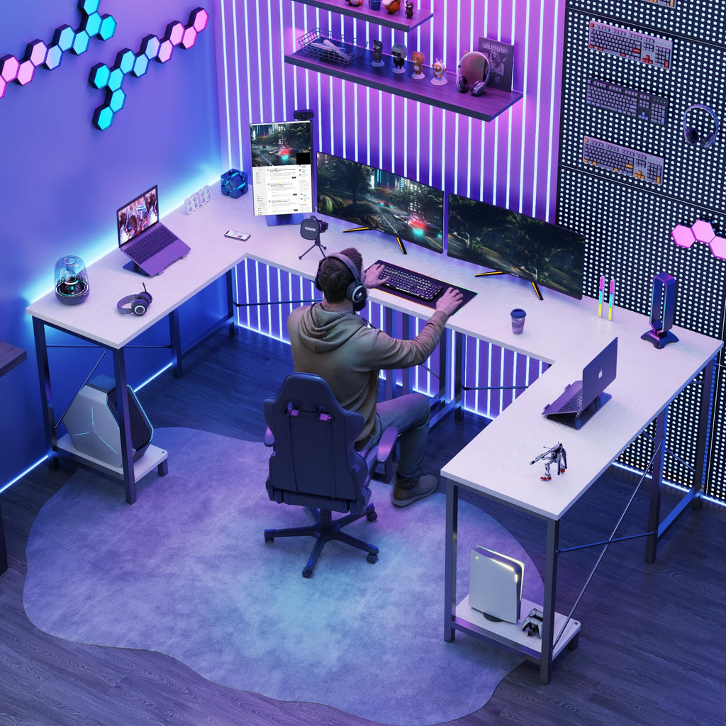 50-Inch Reversible L Shaped Desk with CPU Shelf H828141