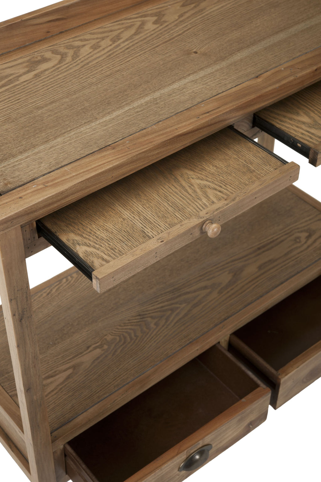 Weathered Oak Console Table with Drawers & Shelf L567