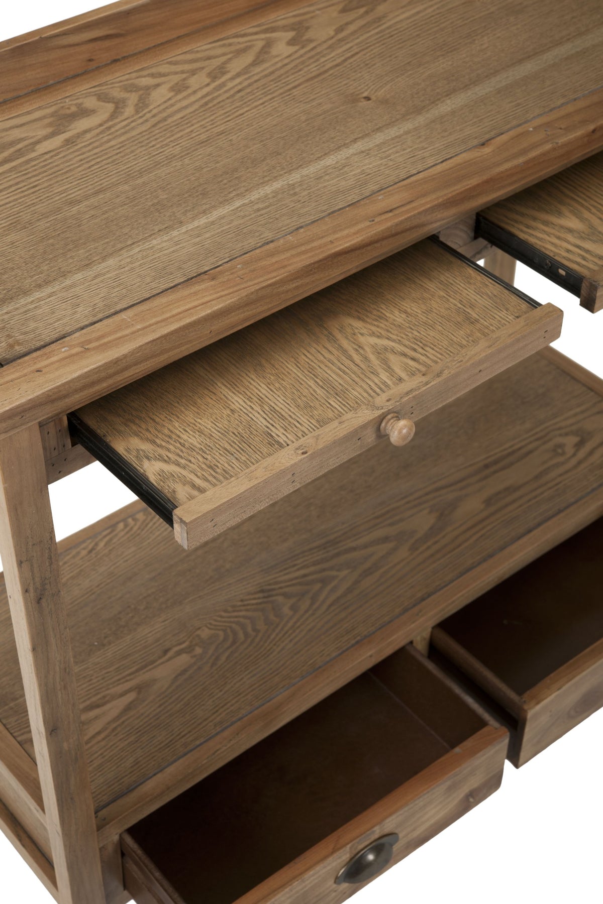 Weathered Oak Console Table with Drawers & Shelf L567