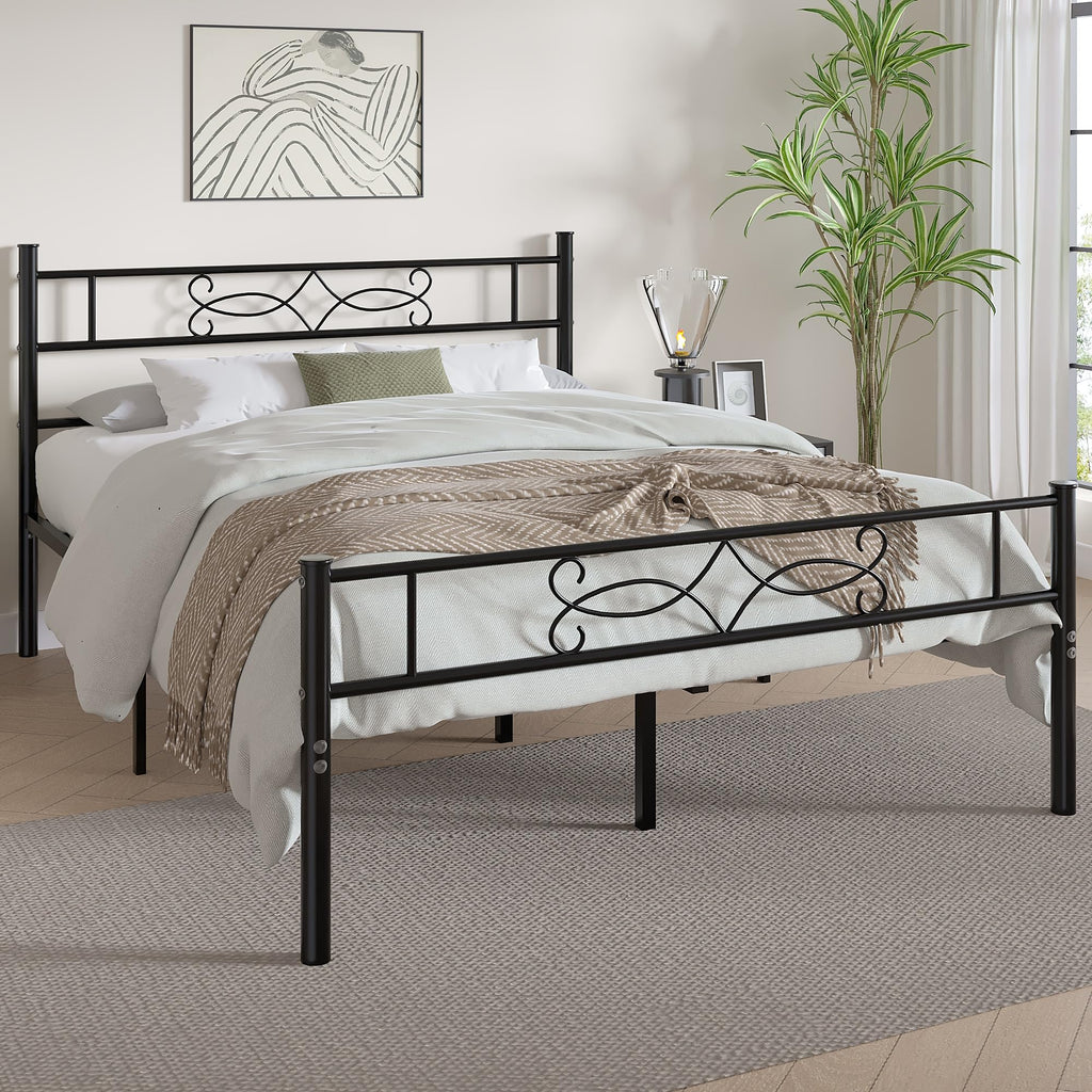 14" Full Size Metal Platform Bed Frame with Headboard X25810