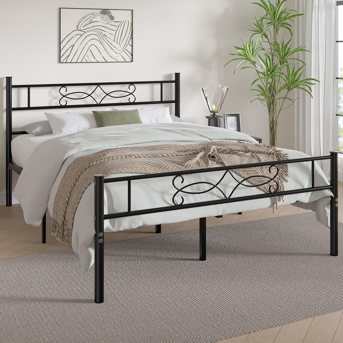 14" Full Size Metal Platform Bed Frame with Headboard X25810