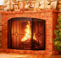 Wrought Iron Fireplace Screen 48"x30" Black Spark Guard X593242