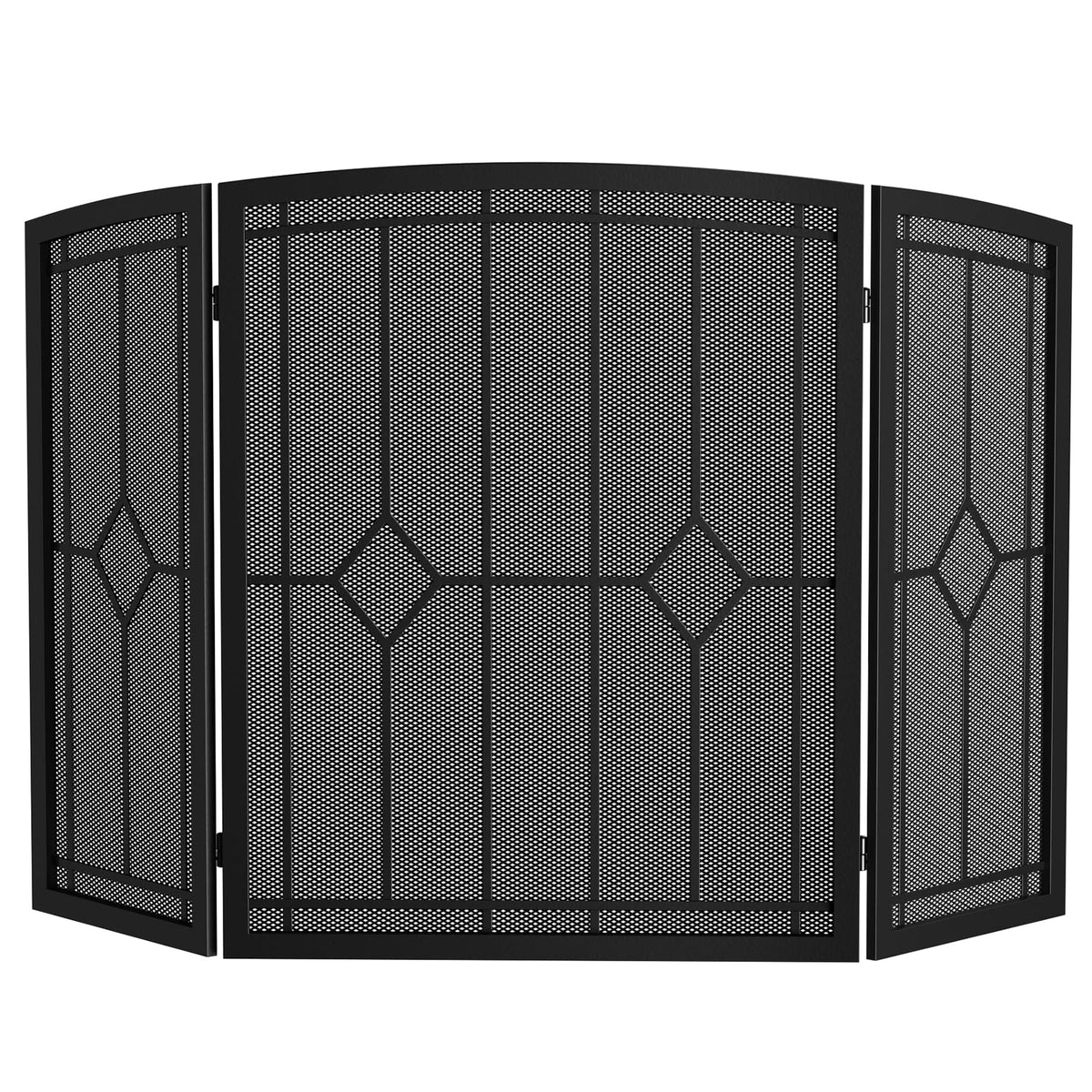 Wrought Iron Fireplace Screen 48"x30" Black Spark Guard X593242