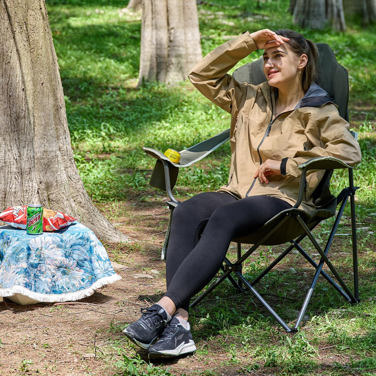 Folding Camping Chairs 2 Pack Green Q7973